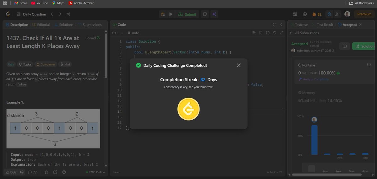 shakish15564's tweet image. Operation 20: Execution Phase 🔥
Day 7 of Week 20 🚀

Today&apos;s Progress ✅
- Solved LeetCode #1437
- Started LeetCode Quest 
- Submitted Streamix App APK to the company
- Continued developing the SIH PS solution
- Planned the roadmap for SIH Finals

#SIH2025 #CodeWithShakish #DSA