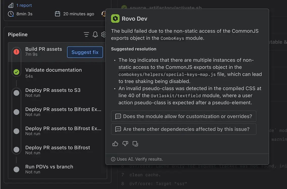 StackIntl's tweet image. Writing code can be fast, delivering it isn’t always. Jira, Bitbucket, and RovoDev bring AI-powered workflows that remove friction and speed up delivery. Learn how: oal.lu/xLKF0