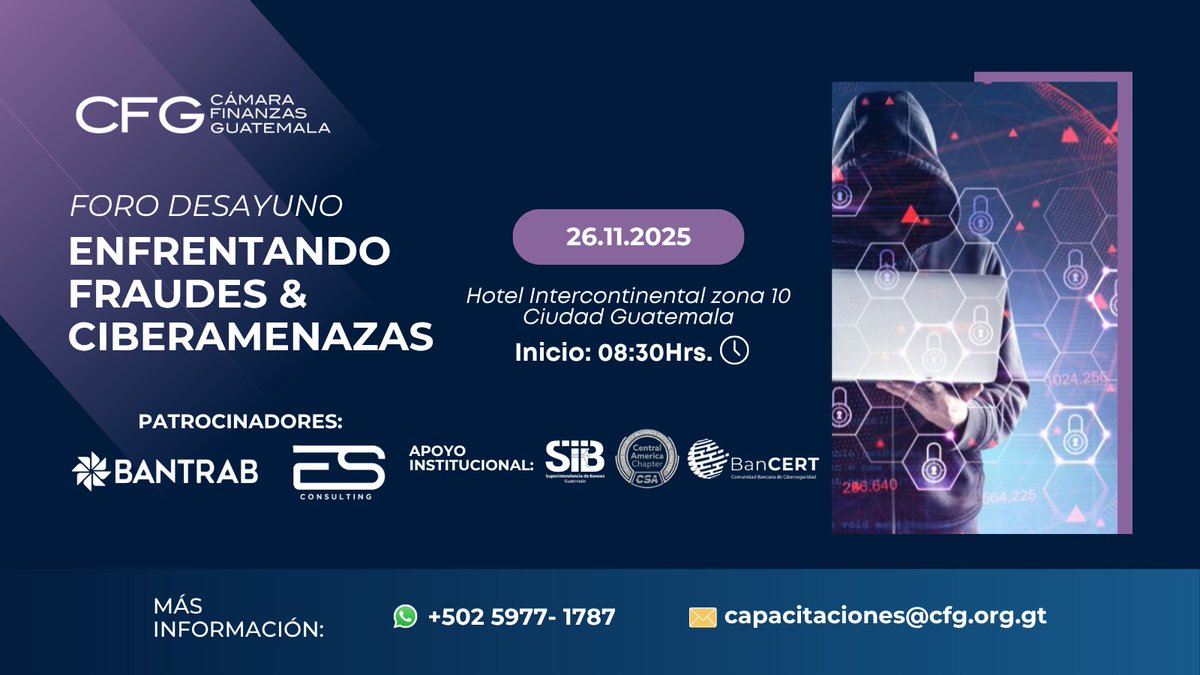 🔒 Foro: Enfrentando Fraudes &amp; Ciberamenazas

En un entorno financiero cada vez más digital, las amenazas evolucionan constantemente.
Acompáñanos en este foro especializado y conoce las estrategias más efectivas para prevenir fraudes y fortalecer la ciberseguridad en tu