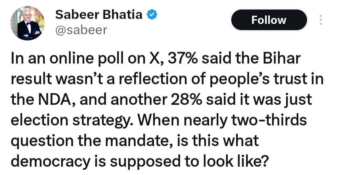VarunKrRana's tweet image. Imagine the stupidity of doubting the election result on the basis of an online poll 🤡