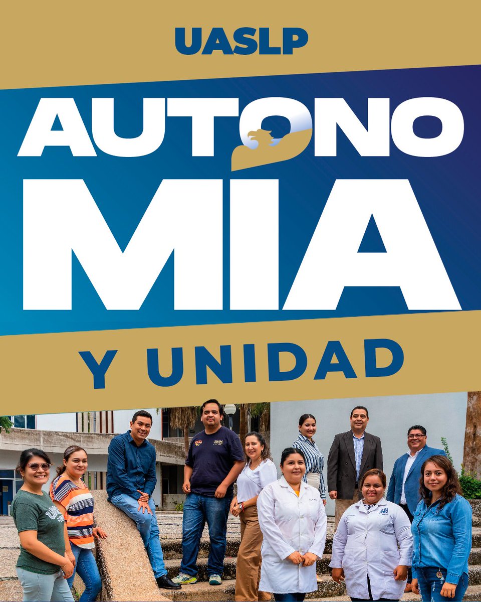 🦅 Nuestra máxima casa de estudios es una institución centenaria, autónoma y con responsabilidad social.

💙💛 Hoy, las y los universitarios somos más solidarios, más fuertes y más unidos. 

Orgullosamente #SomosUASLP ✨