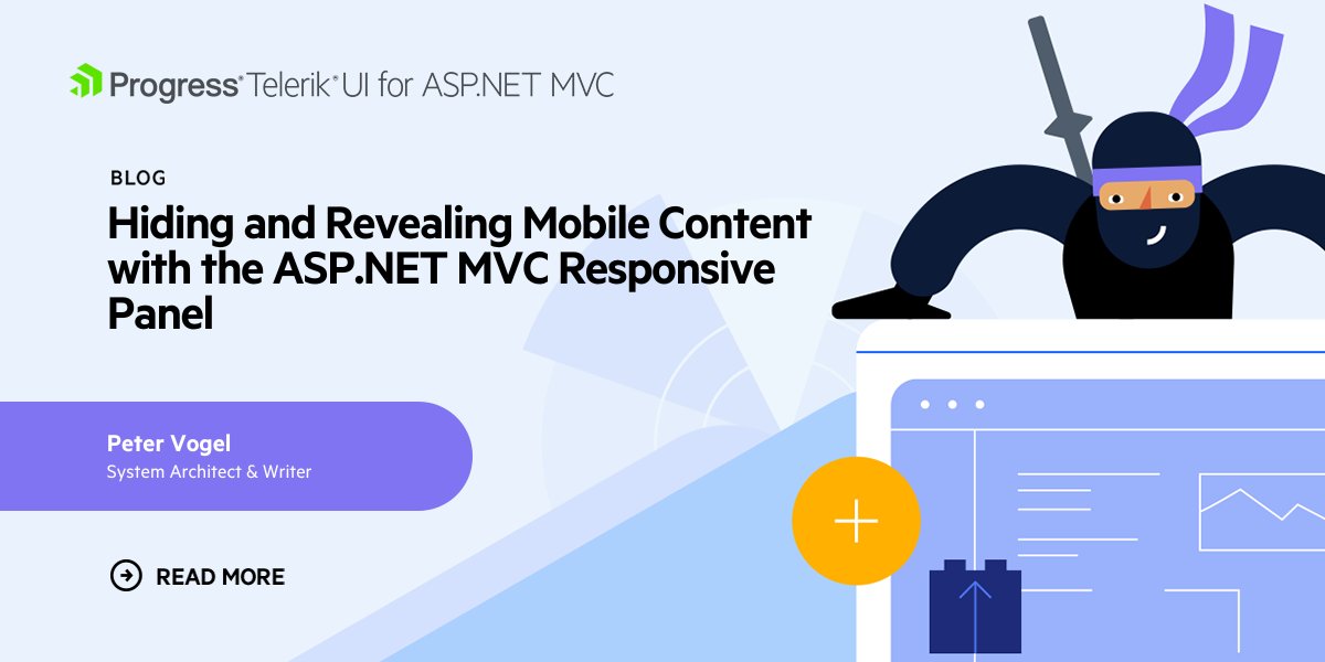 Telerik's tweet image. Need to hide bulky UI components on small screens &amp;amp; get them back seamlessly? 

The Telerik UI for #ASPNET #MVC Responsive Panel is your answer! 

Learn how to integrate the component &amp;amp; enhance your UI from Peter Vogel&apos;s blog: prgress.co/4r1qaTK