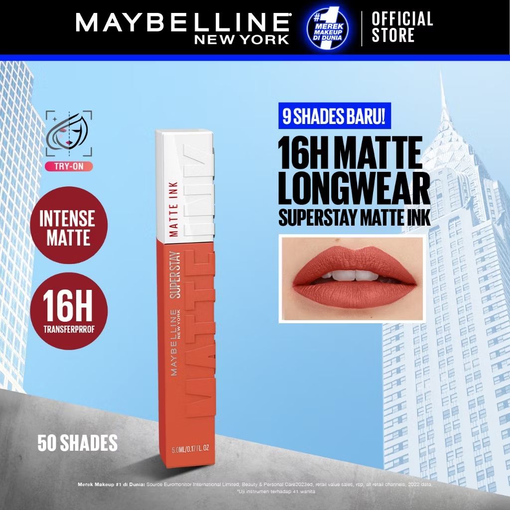 kinnnannn's tweet photo. Cek Maybelline Superstay Matte Ink Liquid Long Lasting Waterproof Matte Lipstick Lipcream Make Up Transferproof Tahan 16 Jam Vinyl Ink dengan harga Rp88.200. Dapatkan di Shopee sekarang! https://t.co/n2tRW67cPh https://t.co/g17eNCtINI