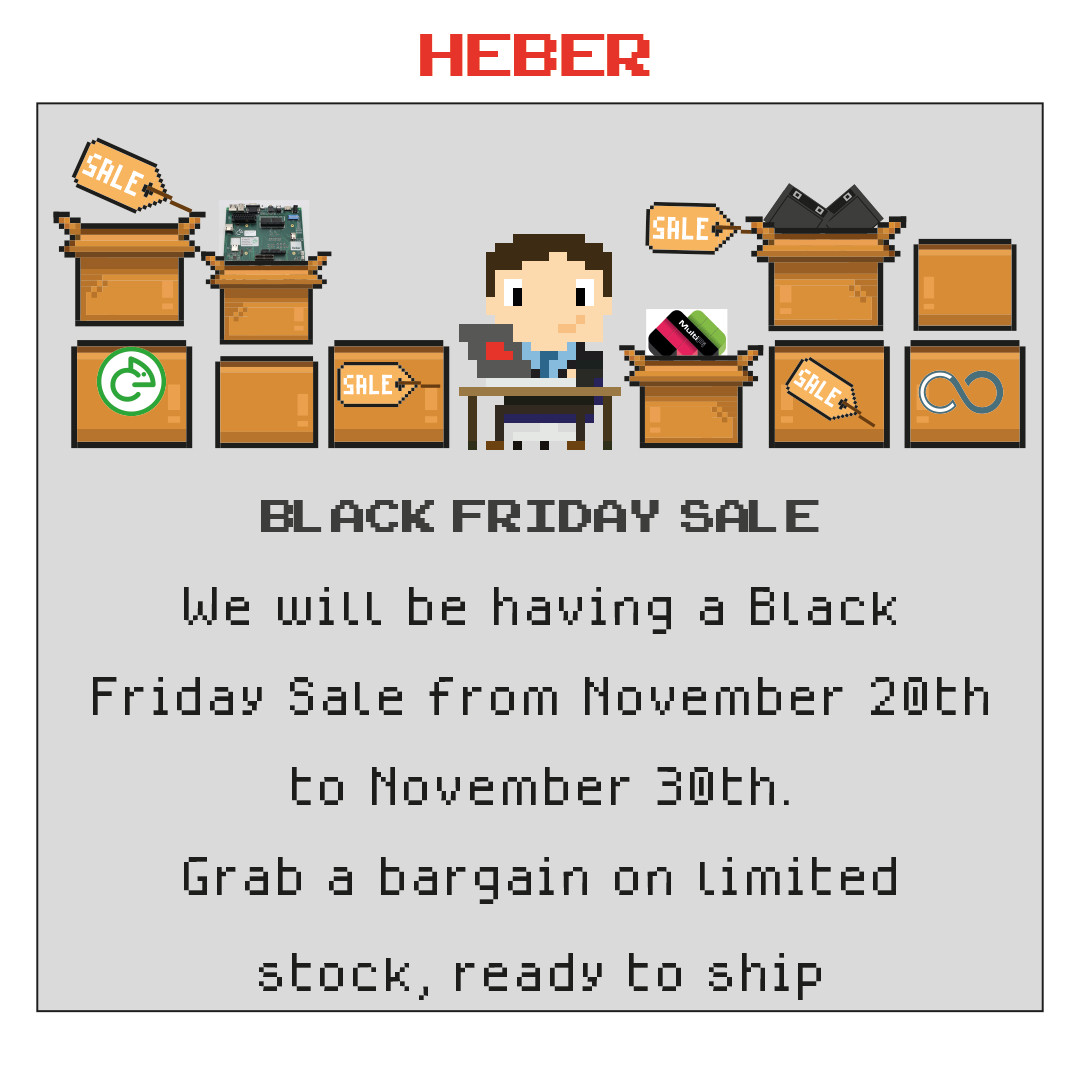 MultisystemFPGA's tweet image. We are having a Black Friday sale from November 20th until 30th! Grab a bargain on limited stock, ready to ship! Products included are Multisystem1, Console8, MultiPi, MultiPi JAMMA and more. Sale will be here: shop.heber.co.uk/sale/  
*Multisystem2 is not included in this sale*