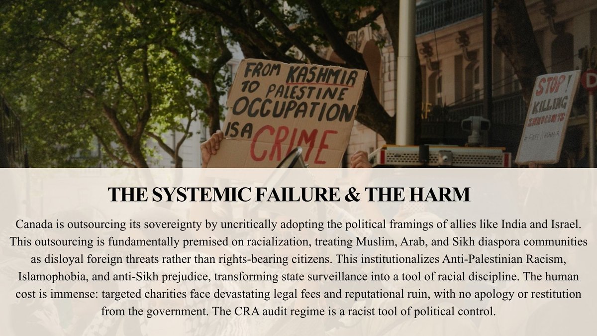 OpposeAPR's tweet image. A new ARPCF policy brief reveals Canada's charity audit system is a tool of political suppression, not a neutral watchdog. It shows how the CRA systematically targets charitable work by outsourcing threat assessments and criminalizing solidarity.
cjpmefoundation.org/report_2025-no…
