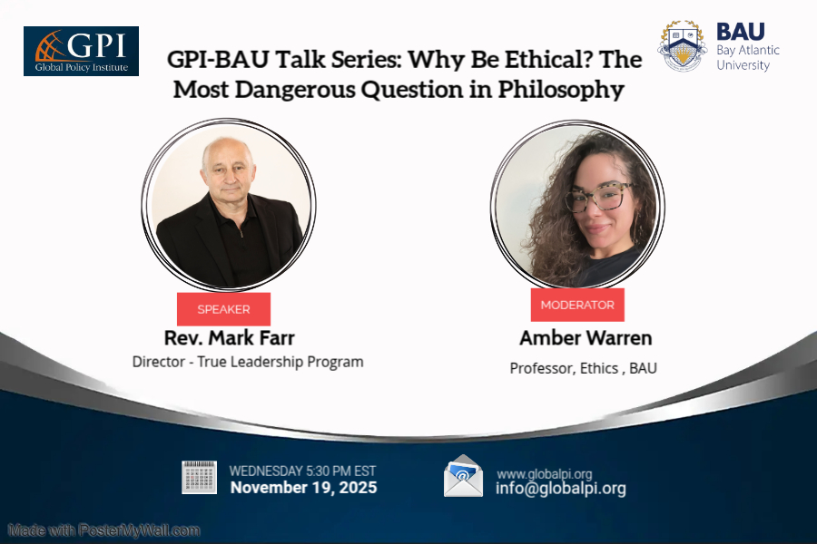 Join us on Monday, November 19, at 5:30 PM (EST) for GPI-BAU Talk Series: Why Be Ethical? The Most Dangerous Question in Philosophy.

You can attend this event virtually or in person, at Bay Atlantic University,

Register here: forms.gle/dzpXEgrpthSFbK…
