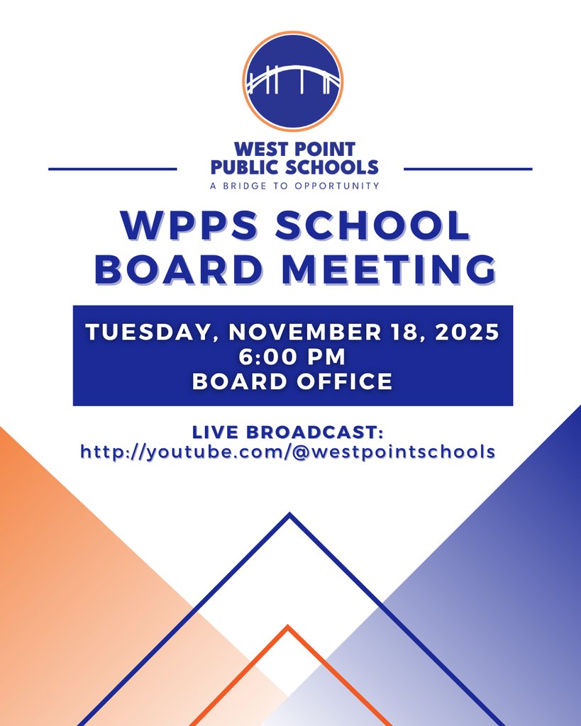 The next WPPS School Board Meeting will take place Tuesday, November 18, at 6:00pm in the Board Office. The meeting is open to the public. 

Find board agendas, minutes, and other information: wpschools.net/page/copy-scho…