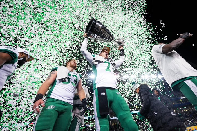 Saskatchewan Roughriders celebrate Grey Cup win