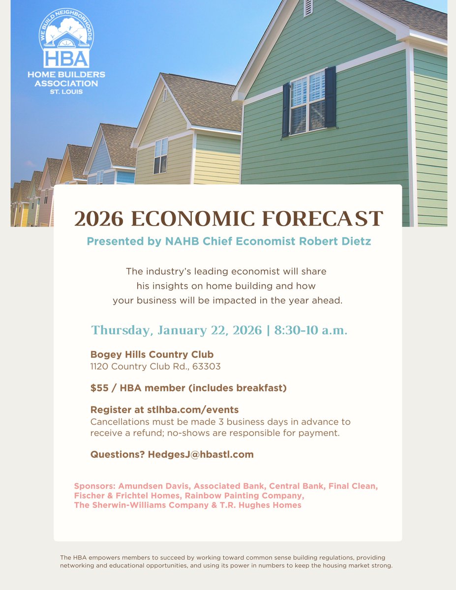 The Economic Forecast event sold out last year, so don't delay ... register NOW at stlhba.com/events
