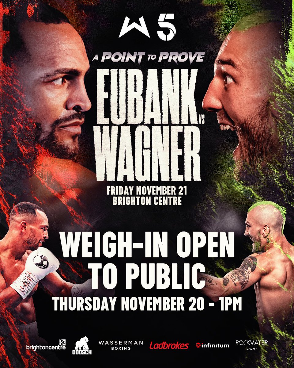 WassermanBoxing's tweet image. Weigh-in: 𝐨𝐩𝐞𝐧 𝐭𝐨 𝐭𝐡𝐞 𝐩𝐮𝐛𝐥𝐢𝐜 💪

Join us for the #APointToProve weigh-in this Thursday in Brighton ➡️ tinyurl.com/weigh-inAPTP

@SauerlandBros