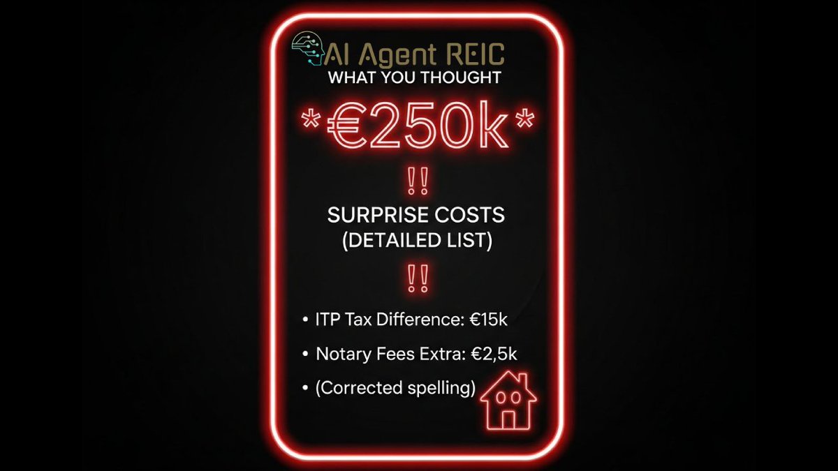 Francesc_llc's tweet photo. You thought: €250k You signed: €285k  What happened?  
The costs they "forgot" to mention: 
✓ Variable ITP by zone 
✓ Property registry  
Agent REIC = Total transparency 
Calculates EVERYTHING before surprises 
👇https://t.co/k9PUjG6NoP   #RealEstateInvestor #PropTech https://t.co/AUSoGC1t68
