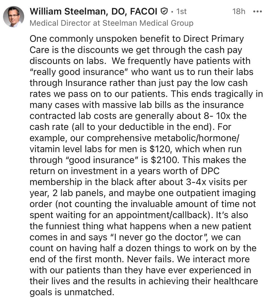 Direct primary care is the future.