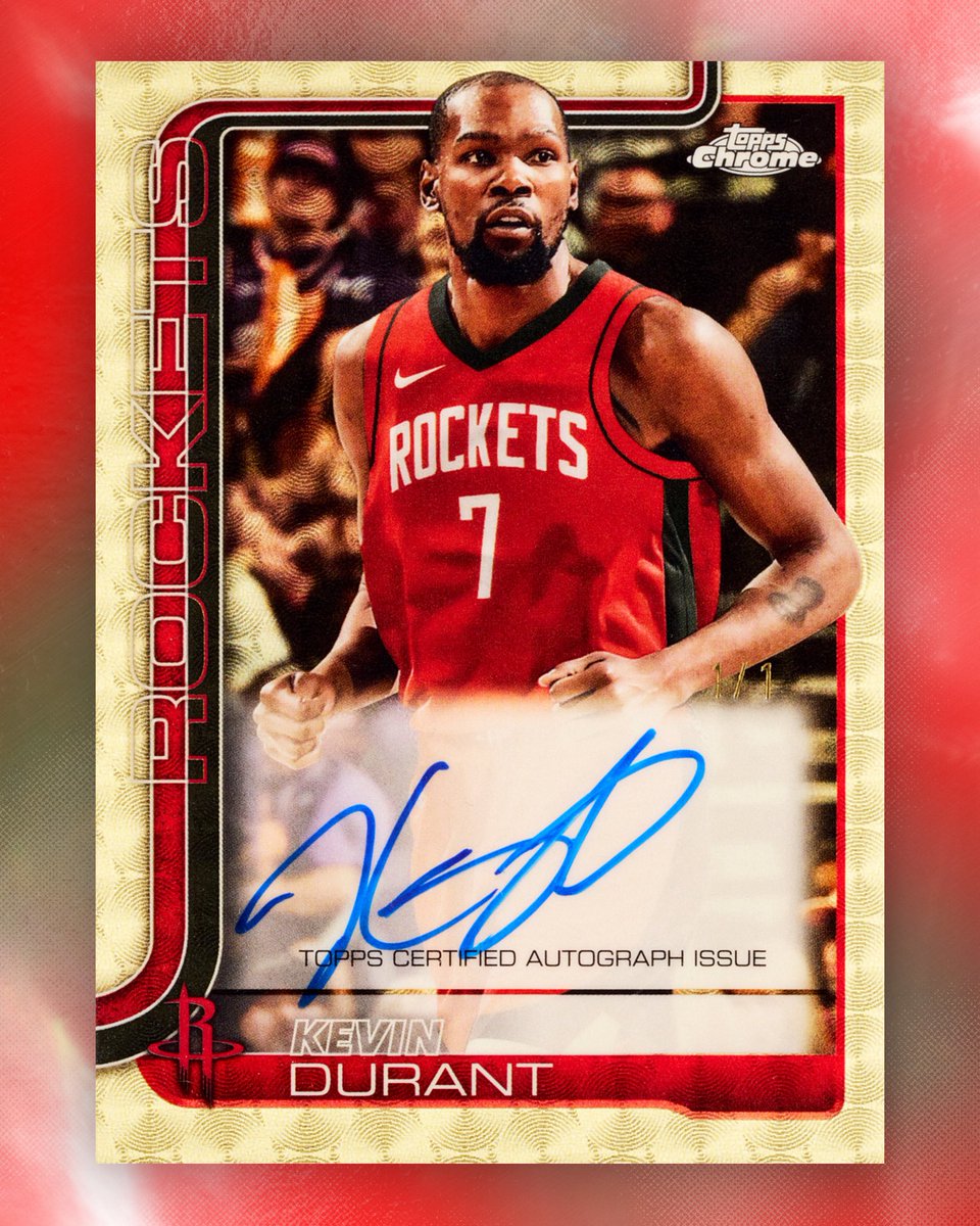 FIRST LOOK: Kevin Durant's first ever autographed Houston Rockets trading cards 🚀

Coming soon in Topps Chrome Basketball 👀