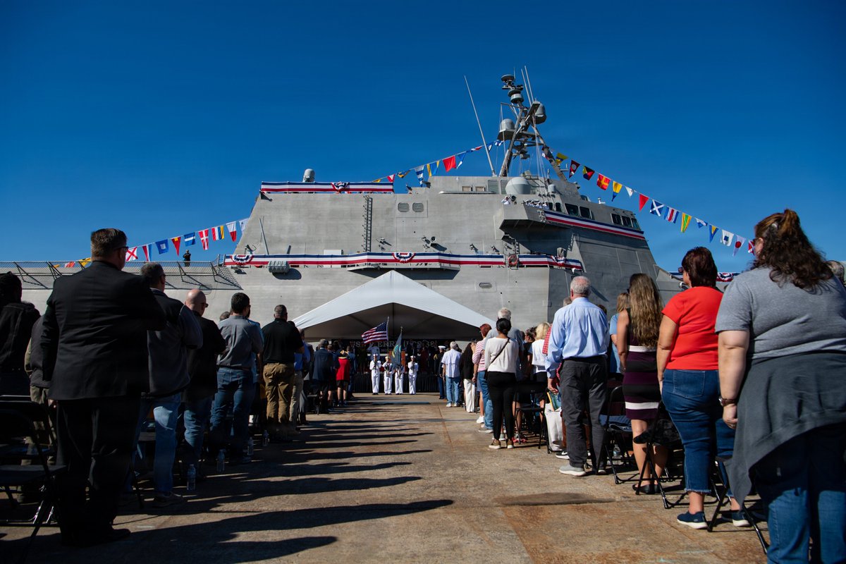 DeptofWar's tweet image. The @usnavy commissioned its newest ship, the USS Pierre, during a ceremony in Panama City, Fla.

The new littoral combat ship will be key to protecting our borders and those of partner nations against 21st century coastal threats.