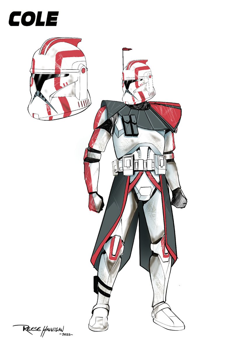DarkHorseComics's tweet image. Meet Cole, Hank, Charger, and Rice - the brand-new team of clones making their debut in Star Wars: Hyperspace Stories: The Bad Batch—Rogue Agents issue #1, coming next month! Details: bit.ly/4oM2O36

These character sketches come from series artist @Reesehannart