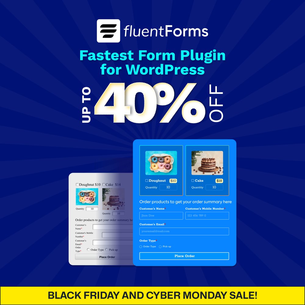 Fluent_Forms's tweet image. BFCM is live — grab the upgrade before everyone else wakes up. fluentforms.com/discount-deal/