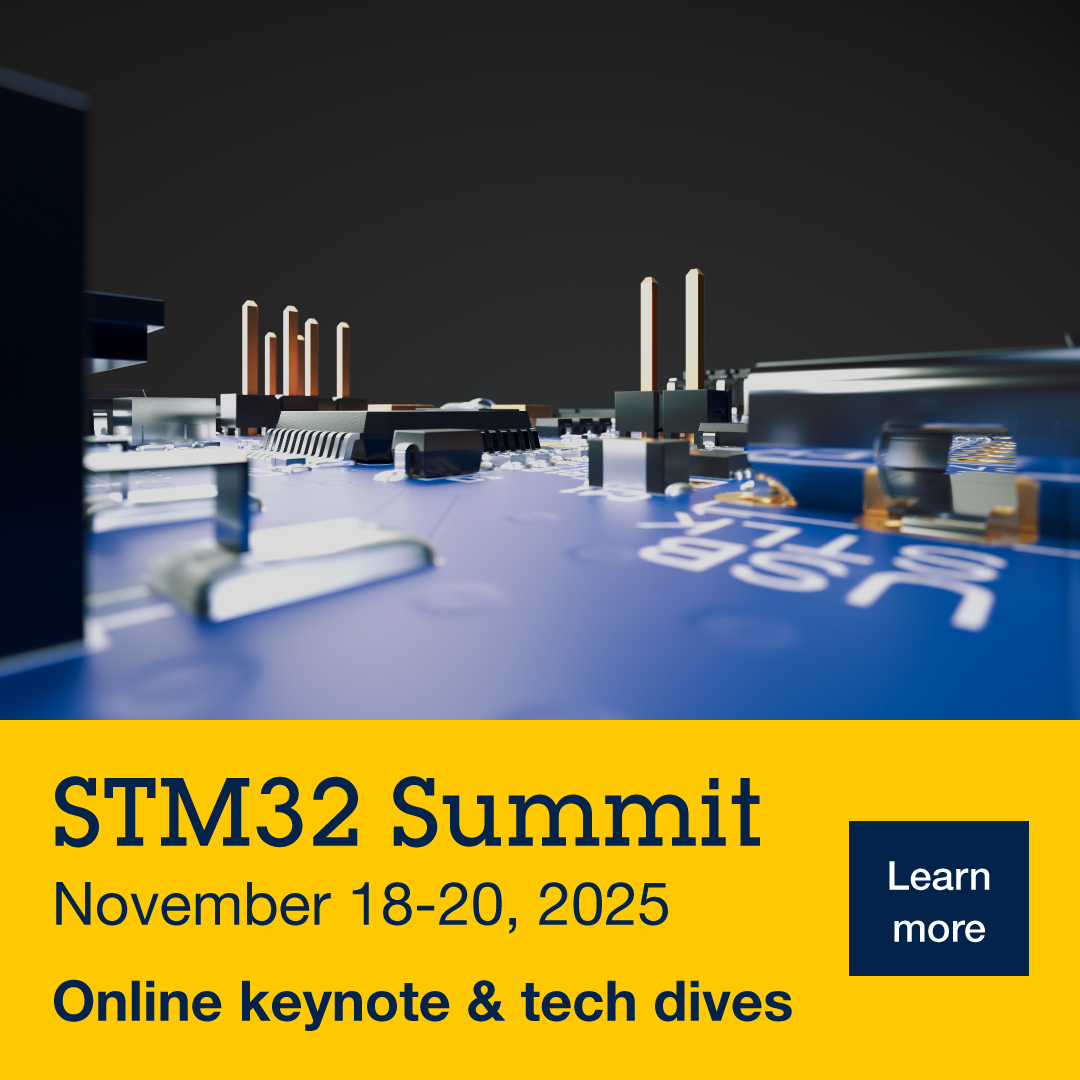 ST_World's tweet image. ⌛ 1 hour to go! 🕒Ready to explore the future of embedded design? Join the #STM32Summit online for a keynote and tech dives on the latest STM32 solutions➡️spkl.io/6016AjF1r
#STM32 #event #innovation