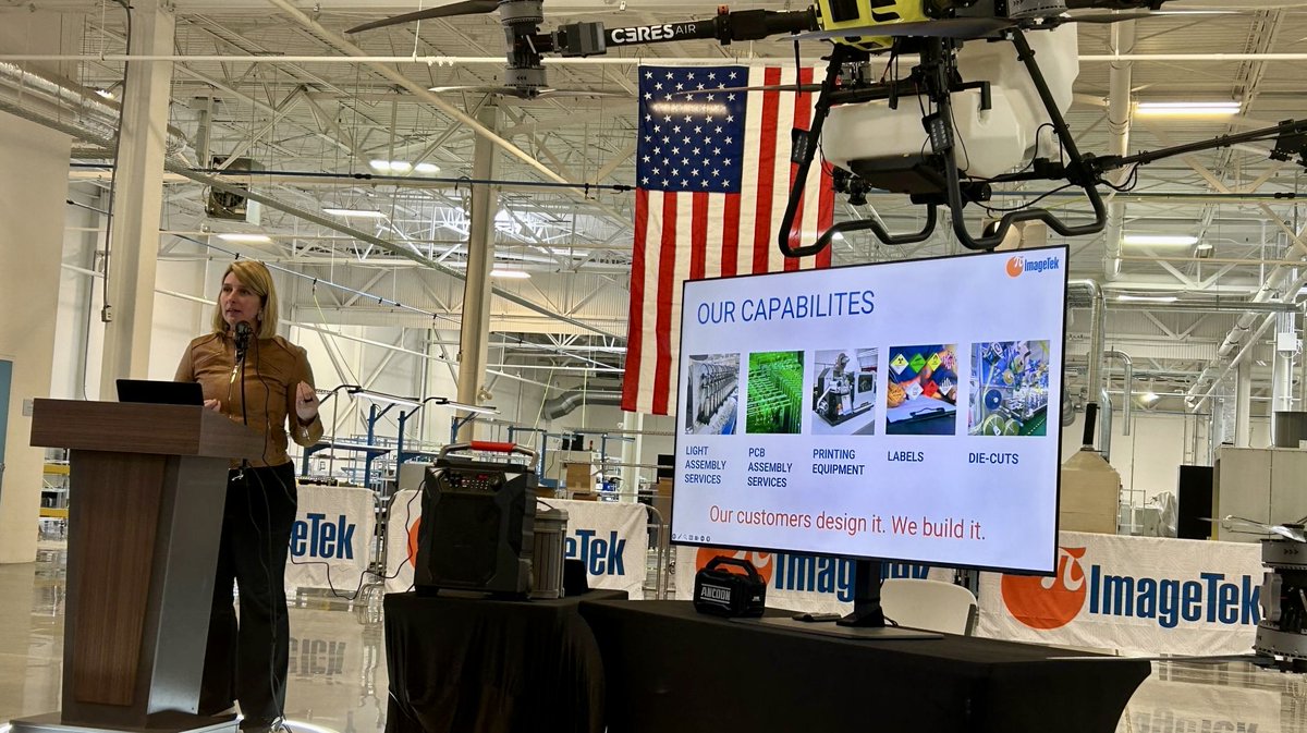 SRDC2's tweet image. A big day last Thursday (11/13) at ImageTek&apos;s new North Springfield  location, where they announced their partnership with Ceres Air to  produce components for agricultural drones here in VT! #springfieldvt #srdc