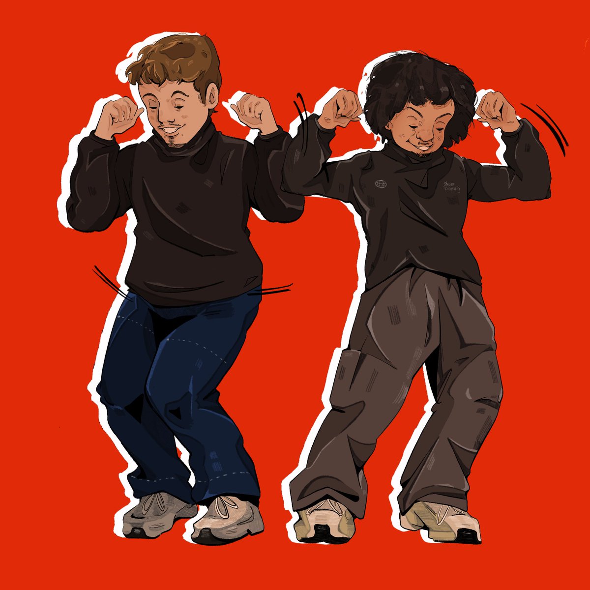 nnosiizka's tweet image. Petite illu du vendredi soir de la fameuse danse à #StreamForHumanity de @terracid et @Grimkujow_ 😗✌️