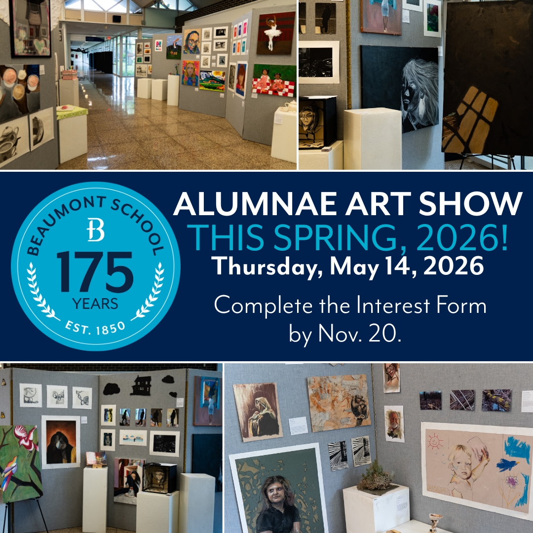 Beaumont invites Alumnae to participate in an Alumnae only Art Show this Spring, 2026! Come showcase your work on Thursday, May 14, 2026.

Use the link below to complete the Interest Form by Nov. 20.

docs.google.com/forms/d/e/1FAI…