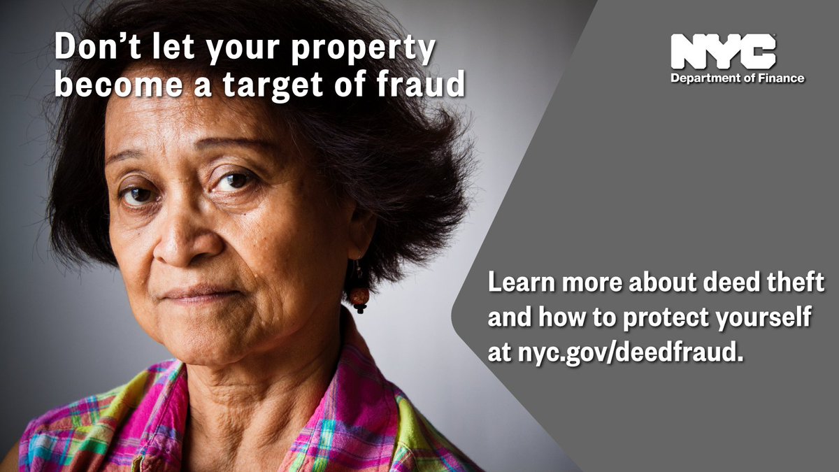 NYCFinance's tweet image. Homeowners in NYC: Protect yourself from deed fraud! 🏠 Sign up for the NYC Register’s Notice of Recorded Document Program to get notified when a new document is recorded against your property.

Learn more about how to prevent deed fraud at nyc.gov/deedfraud