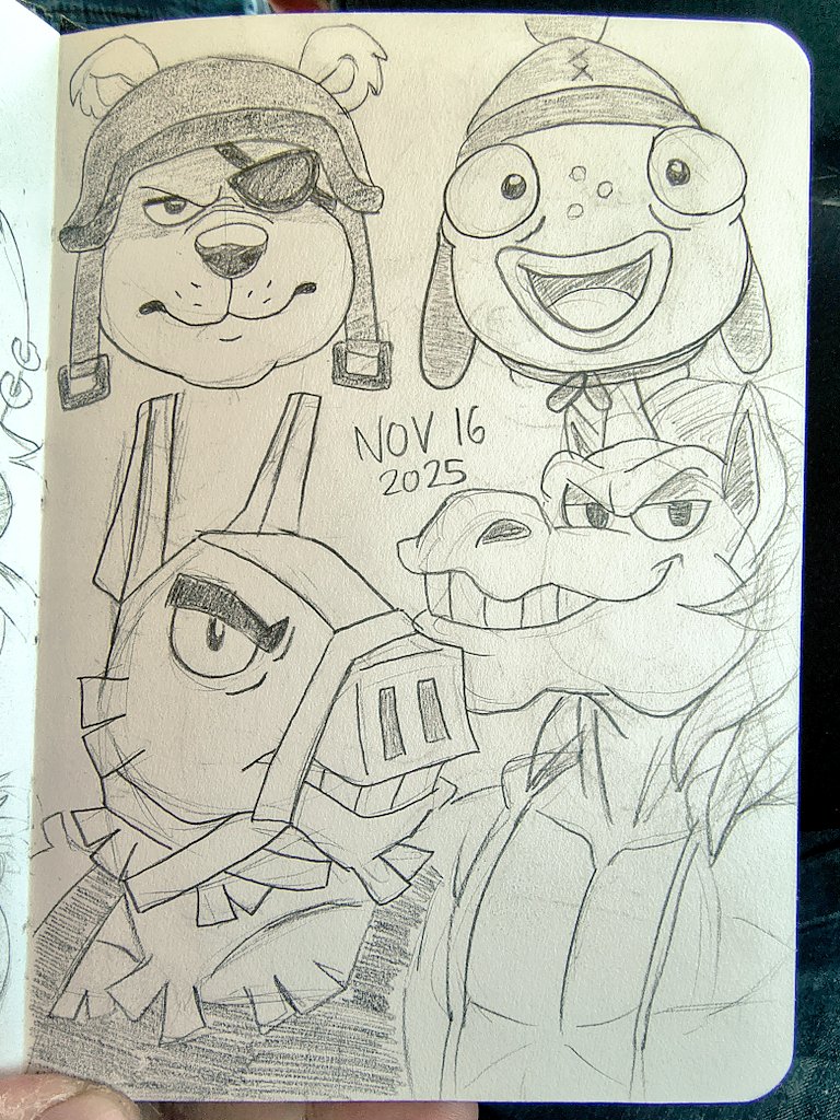 WolfbunsArt's tweet photo. Sketchbook Requests 7 - Fortnite (Polar Patroller, Fishstick, John Llama and Fabio Sparklemane) #FortniteArt #FurryFortnite https://t.co/QgpLecGUSH