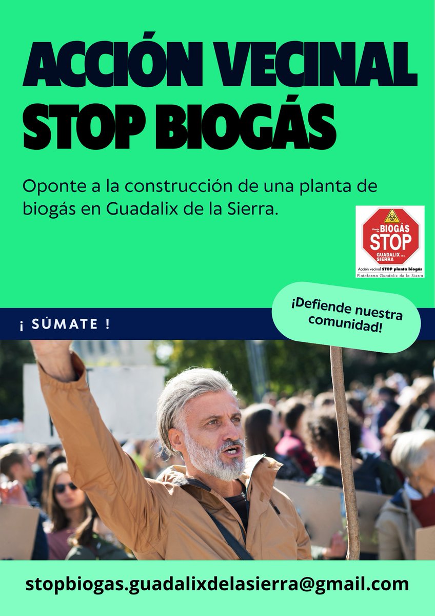 SSierra73823's tweet photo. No esperes que el Ayuntamiento de marcha atrás si no nos hacemos escuchar. Los proyectos de biogás siempre se paran con rechazo vecinal. ¡SÚMATE!
#stopbiogasguadalixdelasierra #stopbiogas #noplantabiogasguadalixdelasierra 
#guadalixdelasierra https://t.co/xaMEnL2qWO