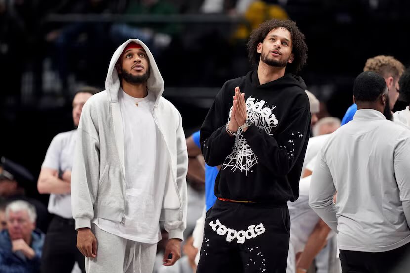 NationMffl's tweet image. Daniel Gafford (ankle) and Dereck Lively II (knee) have been listed as OUT for tonight’s game against the Minnesota Timberwolves.