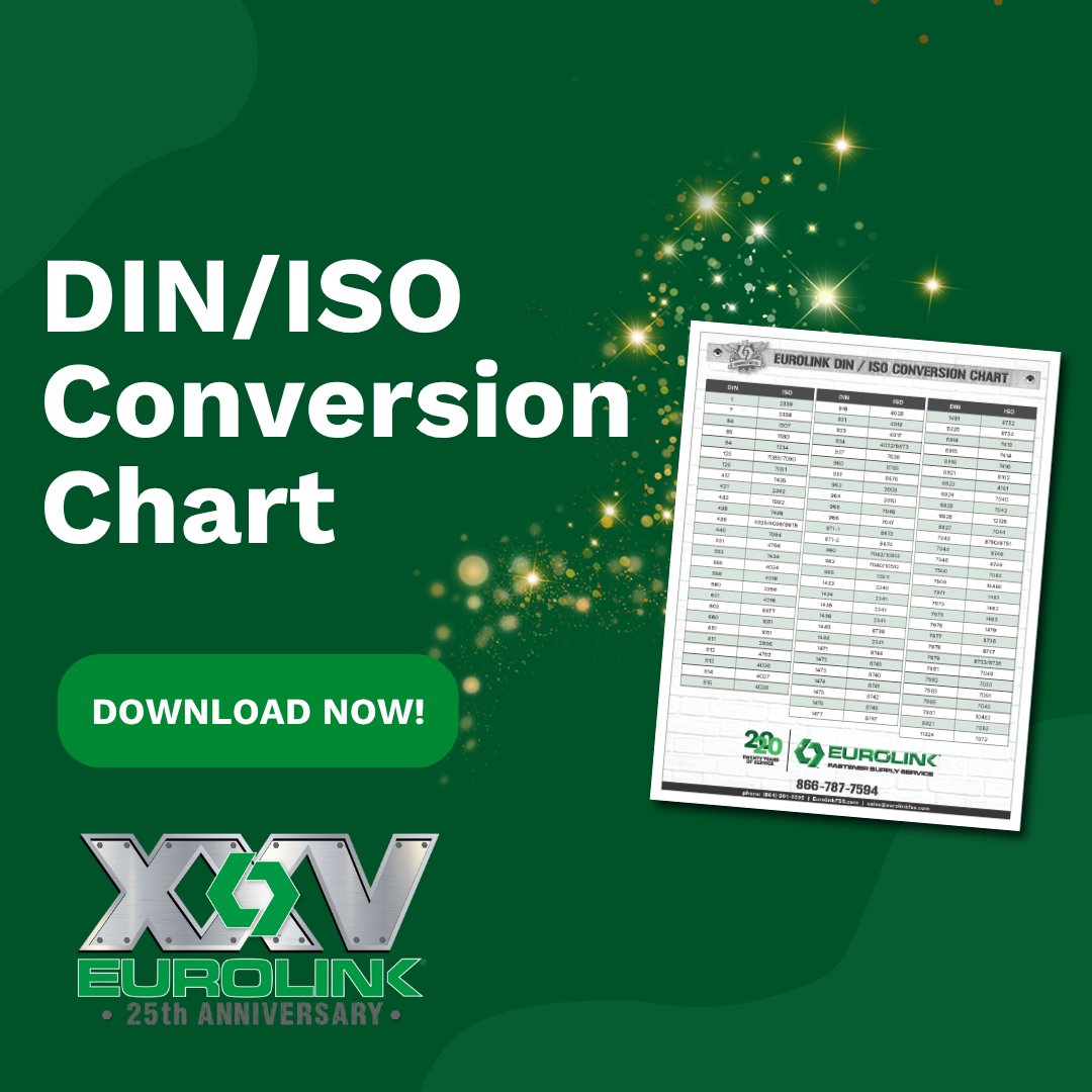 EurolinkFSS's tweet image. Want to get organized next year? 📂 ✨ Why not get a head start...

This nifty DIN/ISO Conversion Chart is your quick reference guide. 🗃️

Download your chart now: hubs.la/Q03R8TdQ0 

#thinkeurolink #fastenereducation #conversionguide