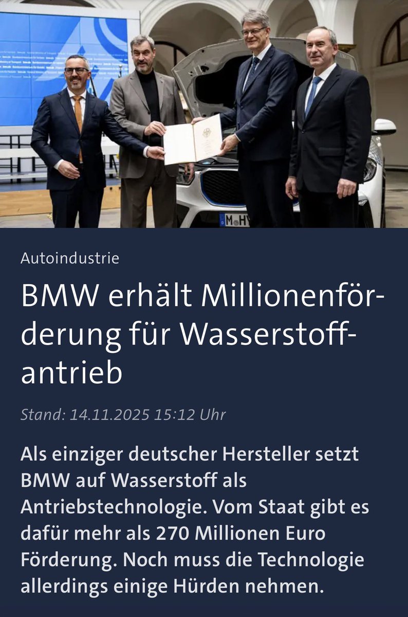 TobiMuelhauser's tweet image. 270 Millionen Euro Förderung für BMW und deren Wasserstoffantrieb obwohl sie seit 1979 daran arbeiten. Deutschland, ist das euer Ernst?! 😱💸