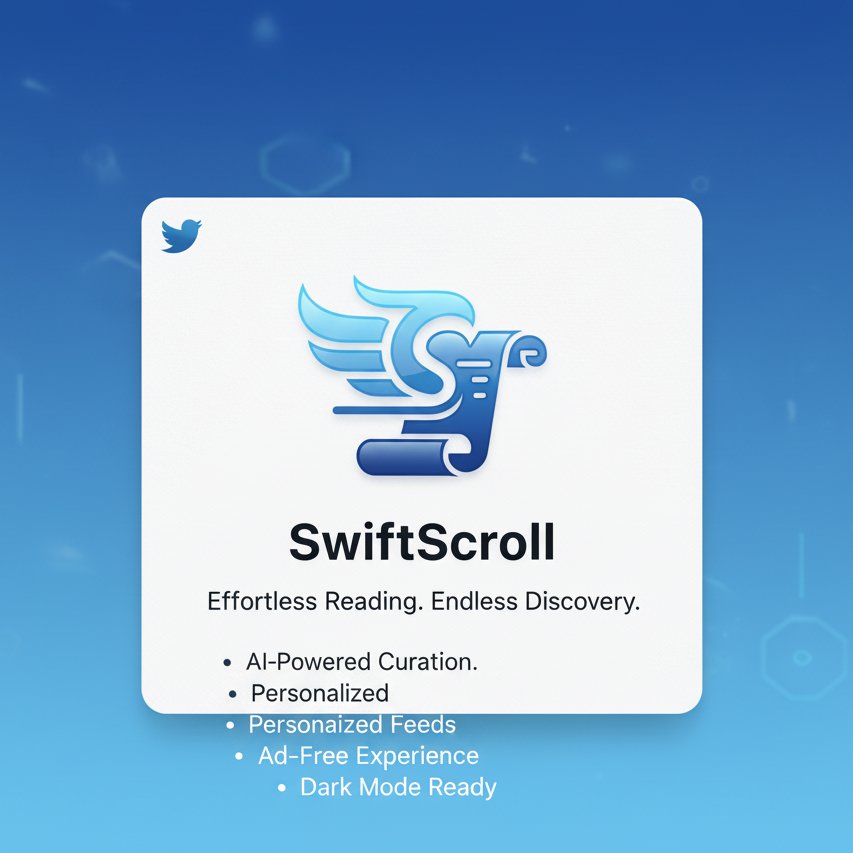 vai_munna37435's tweet image. Effortless reading starts with SwiftScroll.
Discover more in less time. 

#SwiftScroll #AIReading #AICuration #SmartFeeds #ProductivityApp #TechTools #FutureOfReading #ContentDiscovery #MinimalDesign #DarkMode #AdFree #ReadingMadeEasy #DigitalLife #AppLaunch #TechInnovation