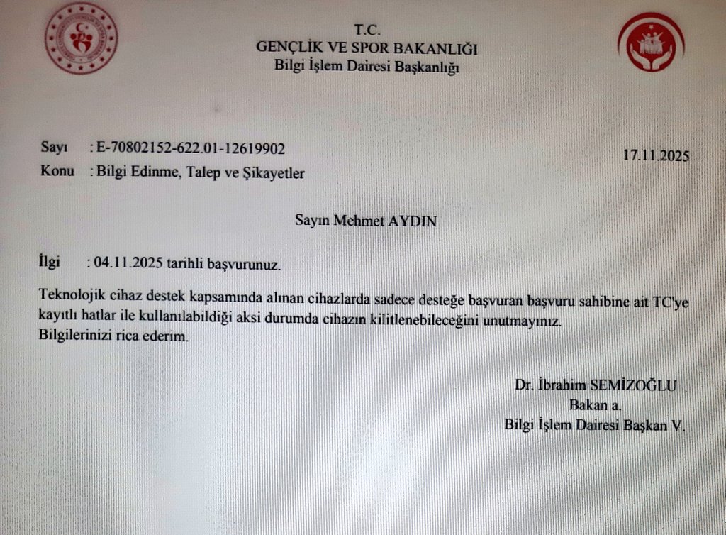 Telefonun da canı cehenneme, desteğinizin de...
Derdim üç kuruşluk telefon mu acaba? Benim ciğerim yanmış kavruluyorum 6 aydır. Ama sağ olsun sizin gibi kurumlar yüzünden her dem tazeleniyor acım.
Ne yapayım telefonu da mezarına mı gömeyim yavrumun😡
<a href="/gencliksporbak/">Gençlik ve Spor Bakanlığı 🇹🇷</a> <a href="/OA_BAK/">Dr. Osman Aşkın Bak</a>