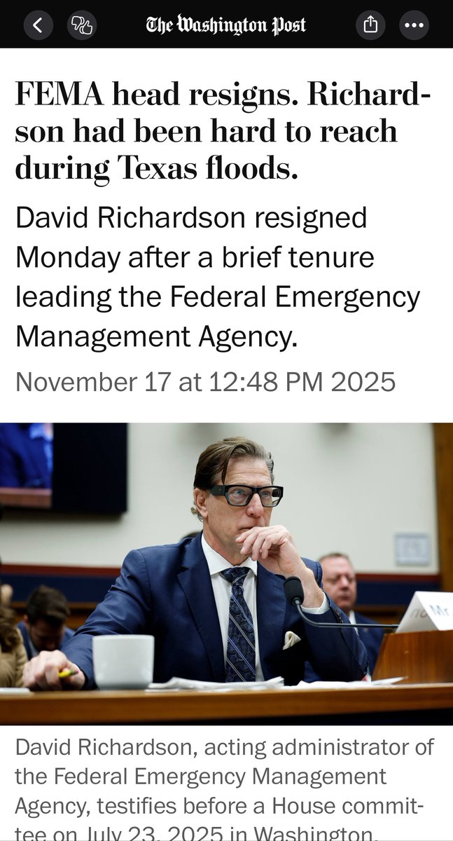 Every time there's a Republican president he puts some unqualified hack in charge of FEMA and people die as a result.