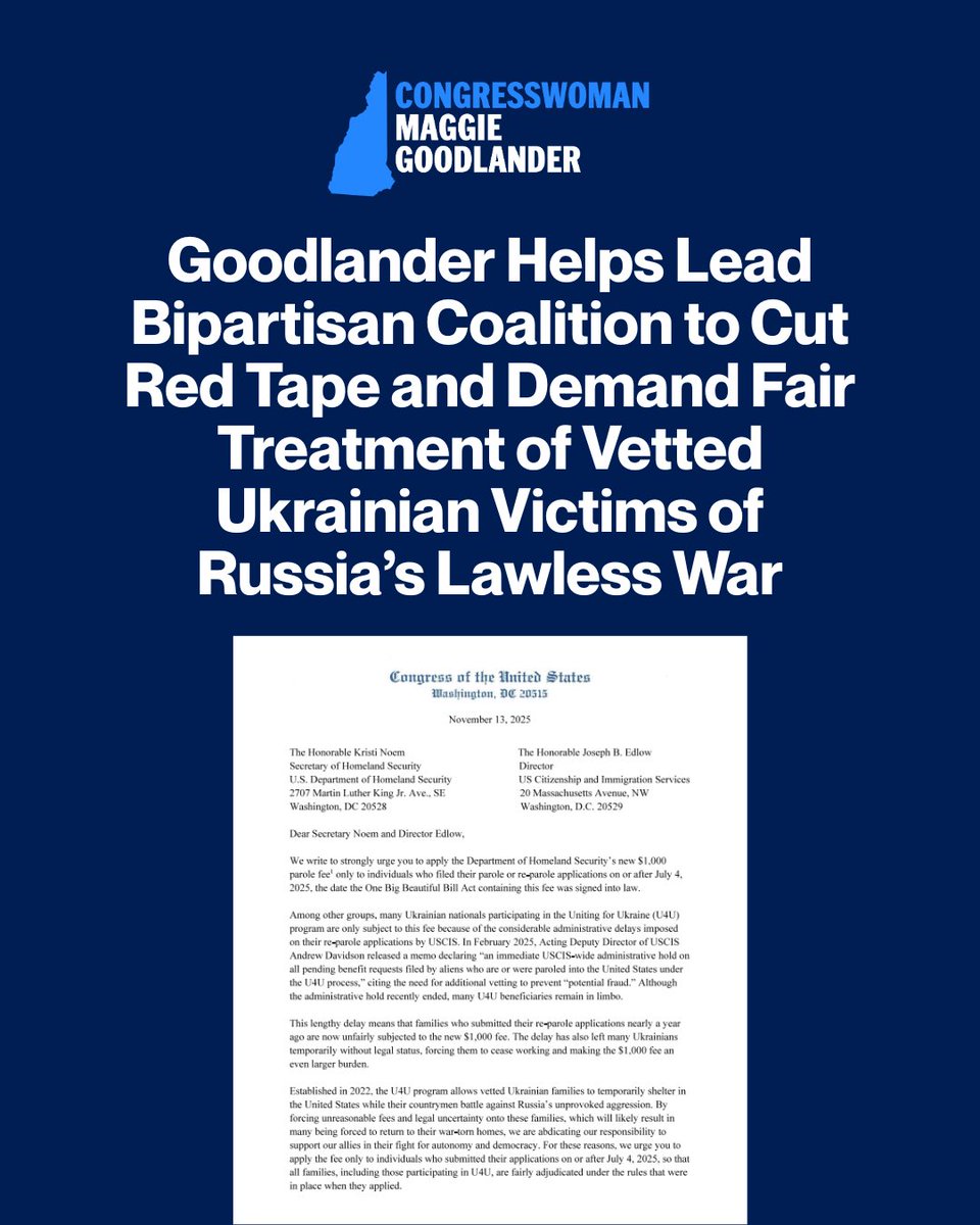 Since the start of Russia’s brutal and lawless invasion in March 2022, America has given refuge to vetted Ukrainian allies. They are our friends, neighbors, classmates, and colleagues. But since January 2025, the Trump Administration has imposed unreasonable red tape that has put