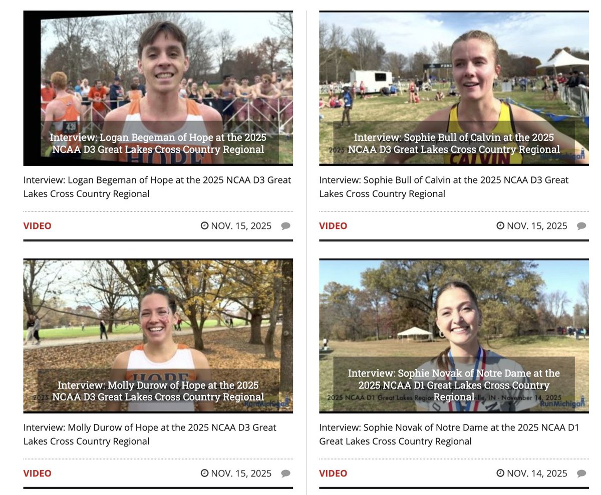 We've got lots of great College XC Coverage from recent NCAA D1, 2 and 3 regional and conference meets. Check out all the #RunMichigan photos and interviews! runmichigan.com/inner.php?k=ph… runmichigan.com/inner.php?k=vi…