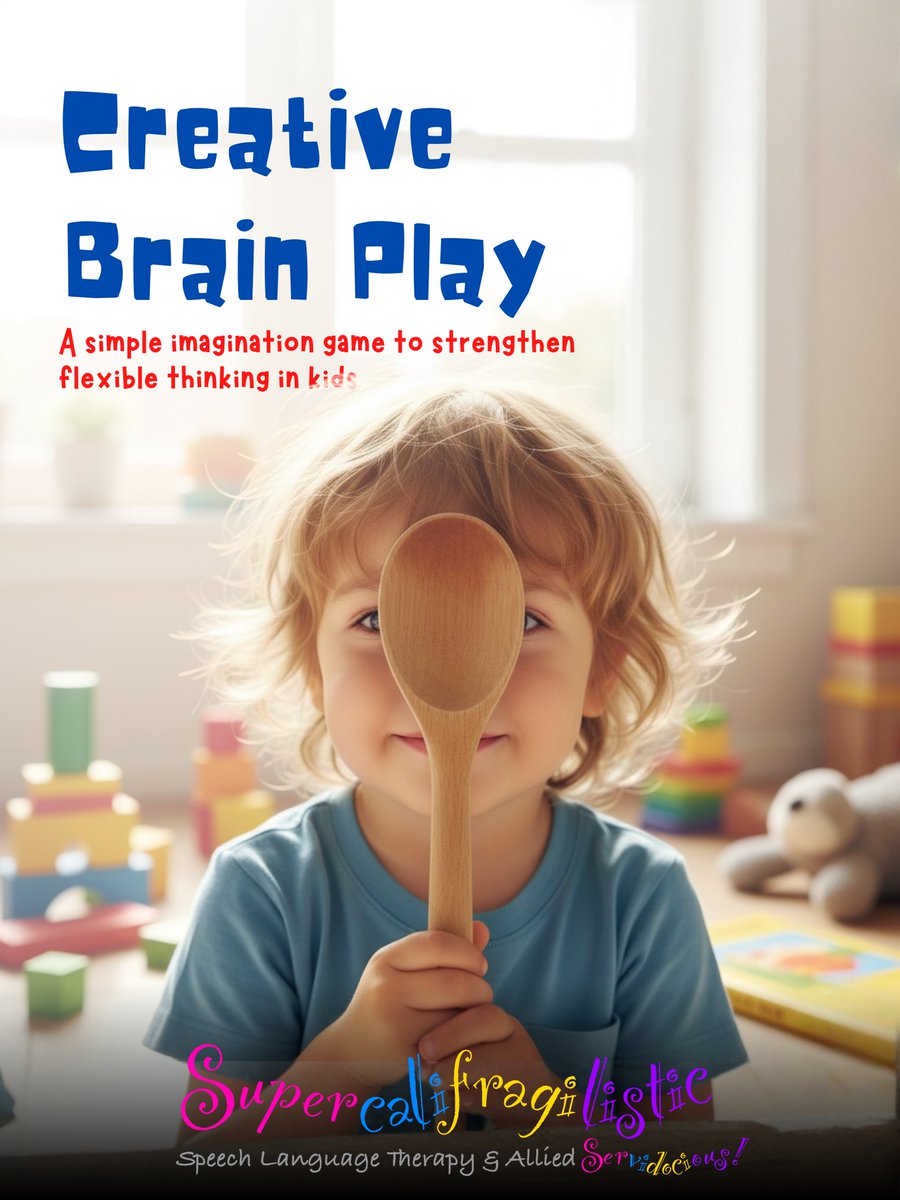 SuperTherapy's tweet image. Boost flexible thinking with the “What else could it be?” game!
Hold up an object and ask kids to imagine new uses: wand, rocket, tiny sword.
Fun + language + creativity = WIN.
#speechtherapy #flexiblethinking #executivefunction