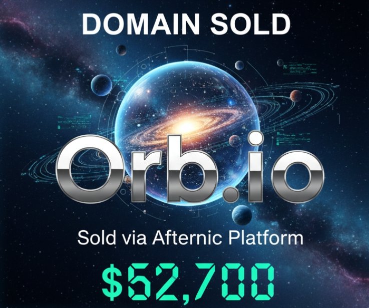 Orb.io sold for $52,700 on Afternic!  sphere, rounded, complete, and technologically advanced. This easy-to-remember domain is perfect for astronomy, space exploration, smart devices, and VR/AR. Its meaning is immediately clear! 🪐 
❌This is not my sale #Domains