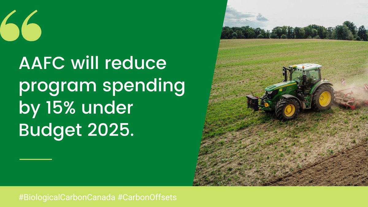 #DYK <a href="/AAFC_Canada/">AAFC Canada</a>  will reduce program spending by 15% under Budget 2025. The Living Labs program will be phased out. Details are expected to be announced soon by the Minister.

#BiologicalCarbonCanadaCdnAg #Budget2025