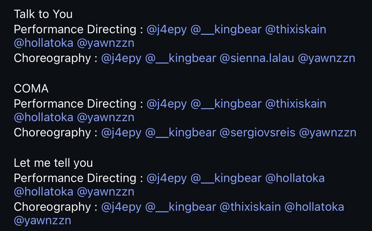 YEONJUN credited as Performance directing &amp; Choreographer for "Talk to You", "COMA" &amp; "Let me tell you".