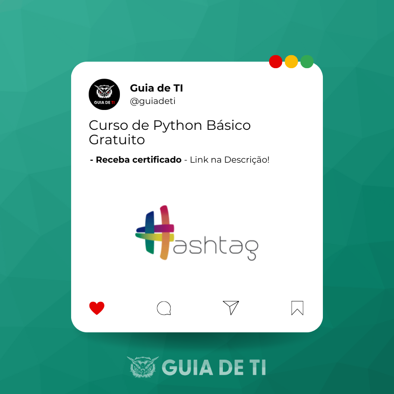 guiadeti's tweet image. Minicurso de Python Básico Gratuito da Hashtag Treinamentos

guiadeti.com.br/noticias/minic…

Minicurso gratuito de Python da Hashtag Treinamentos — aprenda lógica e crie seu primeiro projeto profissional em 1 hora.