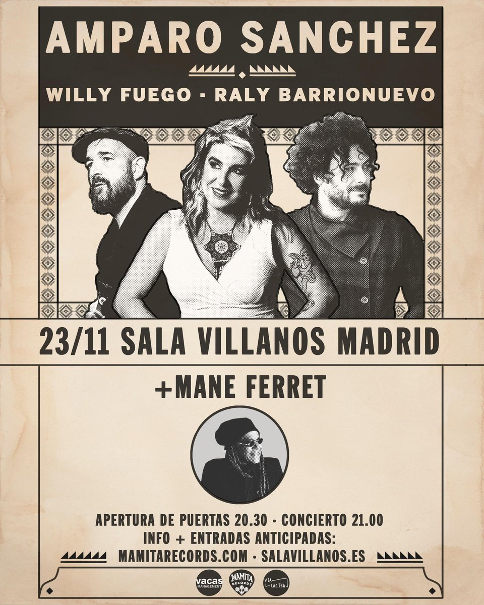 Una gira de tres artistas increíbles presentando RITUAL SONORO por toda Europa y acaba en Madrid el próximo 23/11 en la <a href="/salavillanos/">Sala Villanos</a> consigue aquí tu entrada 

salavillanos.es/evento/amparo-…