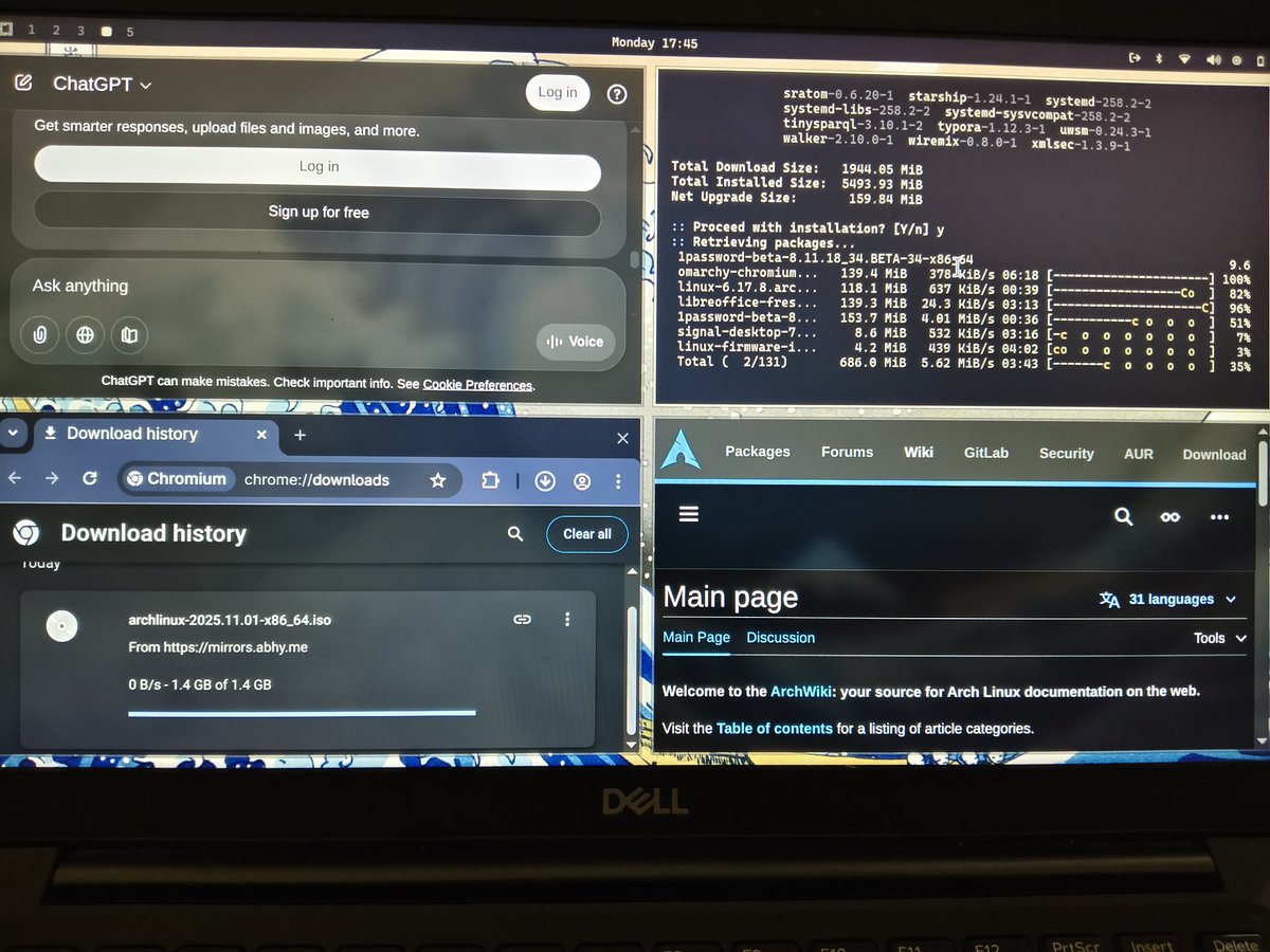 AmarMohanJha's tweet image. Trying to install Arch Linux…
Day 1: Confidence 100%
Day 2: Google 90%
Day 3: Terminal yelling at me
Day 4: I think Arch is installing me instead 😂💻🔥
#ArchLinux #LinuxLife #TechStruggles