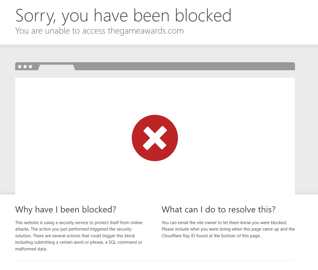 AckermanFFX's tweet photo. @geoffkeighley I assume I'm not the only one but the website seems to be blocking access. Not sure why despite the description as I didn't do anything, wasn't even spamming or anything. I only got about half way through. https://t.co/ltGmxUGksL
