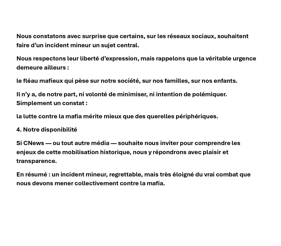 COMMUNIQUÉ DE LA COORDINATION ANTIMAFIA