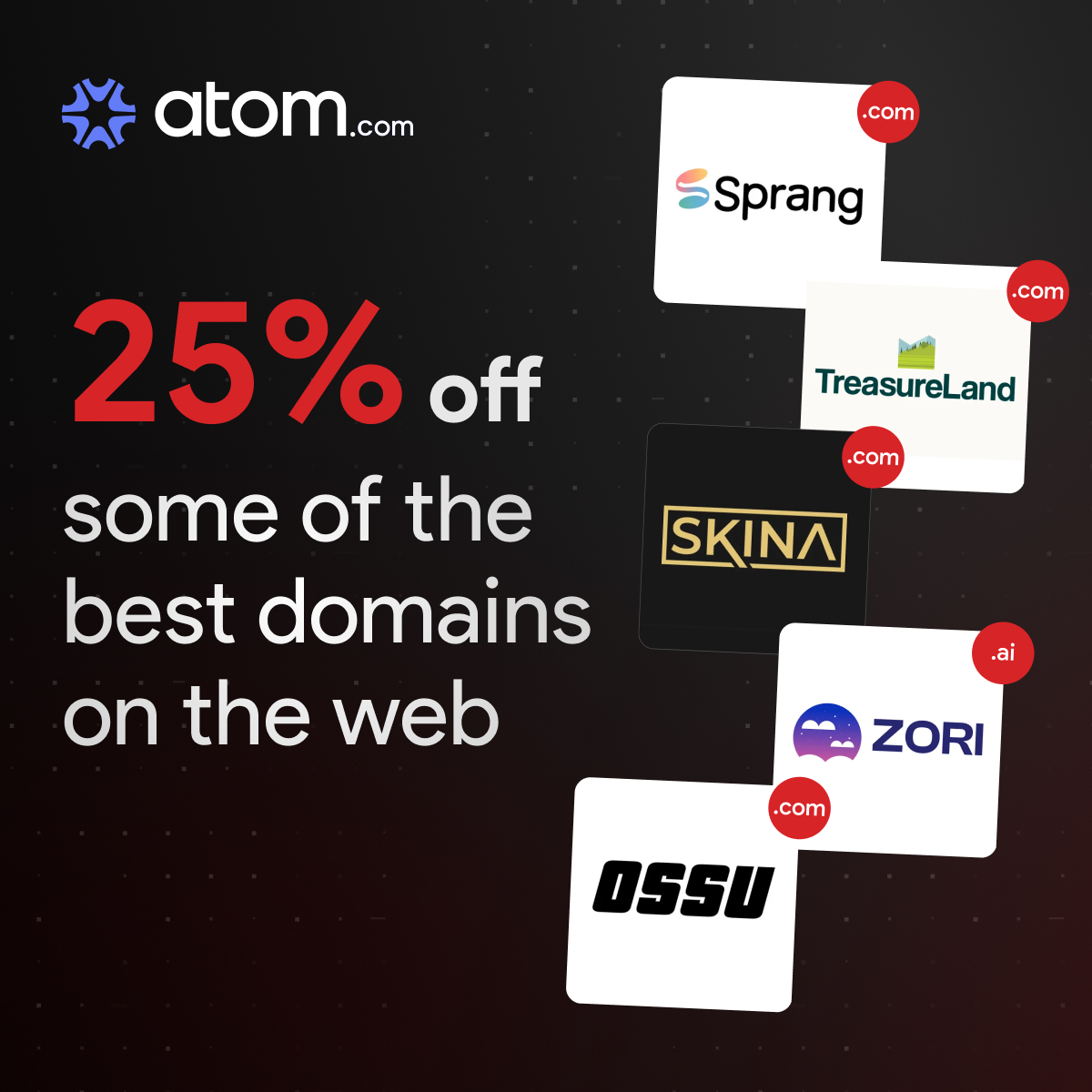 atomHQ's tweet image. 🌟 Atom.com&apos;s Biggest Sale Of the Year 🦃
🏷️ Major discounts on thousands of domains
🚀 Your best moment to secure a great name

atom.com/black-friday-s…