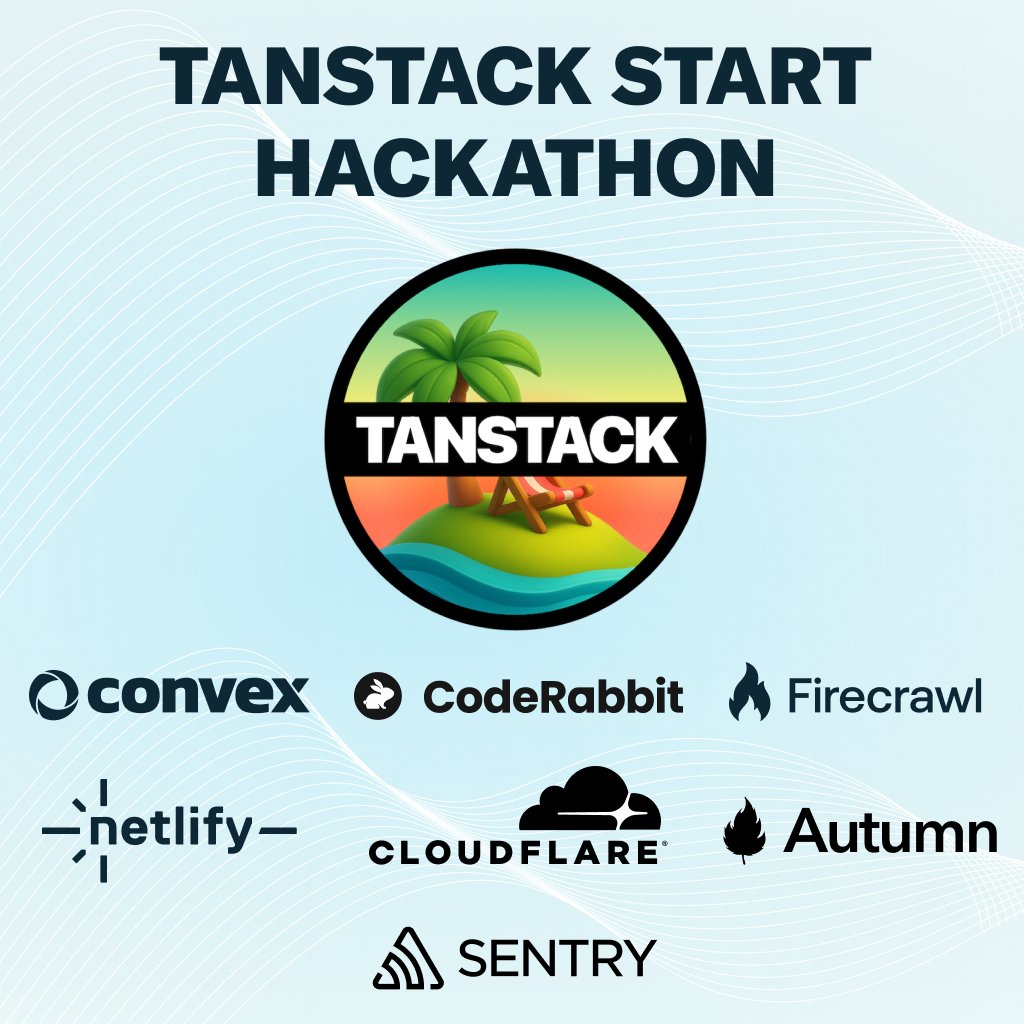 convex's tweet image. T-minus 30mins to submit your app for the @tan_stack  Start Hackathon with @coderabbitai, @firecrawl_dev, @netlify, @autumnpricing, @sentry, and @cloudflare.

convex.dev/hackathons/tan…