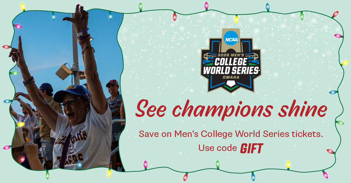 Give a GIFT to your favorite baseball fan! 🎁⚾️

Use code 'GIFT' to save 10% on NCAA Fan Experience packages at the 2026 #MCWS.

🎟️ on.ncaa.com/1x6pxcyq

#NCAABaseball