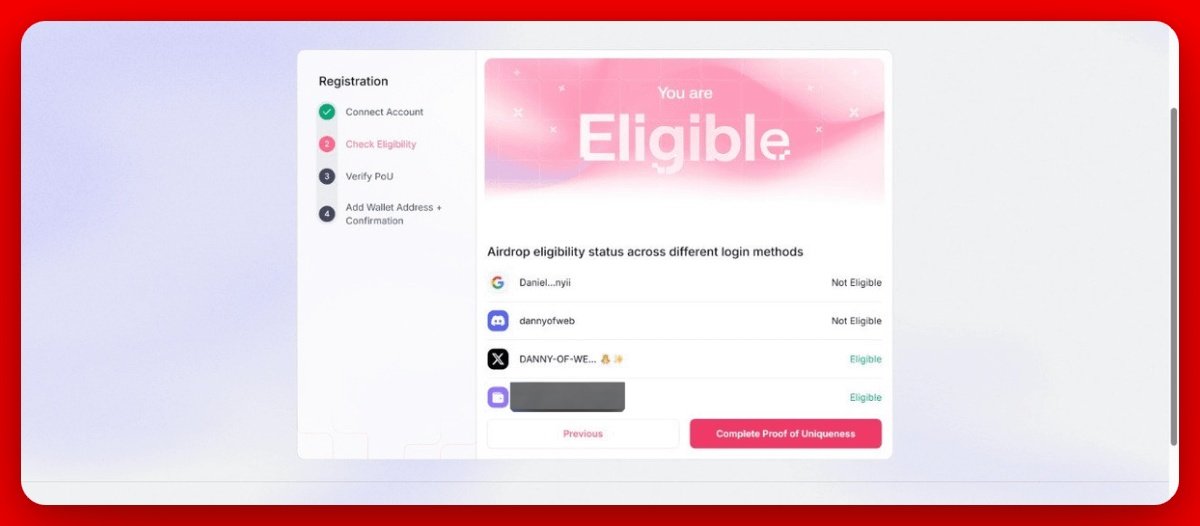 Okpara081's tweet image. Quick Update &amp;amp; congrats to everyone eligible.

Check if you&apos;re eligible for Sentient.

&amp;gt;Visit airdrop.sentient.xyz
&amp;gt;Connect your:-

&amp;gt;Email.
&amp;gt;Discord.
&amp;gt;X (Twitter).
&amp;gt;Wallet address.

I&apos;m eligible for X (Twitter) &amp;amp; Wallet, what about you.?