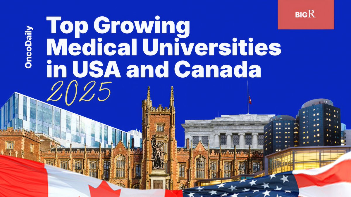 oncodaily's tweet photo. Top Growing Medical Universities in USA and Canada: 2025 Edition by BIGR

In the 21st century medical research has undergone a remarkable transformation, and The United States and Canada, home to some of the most influential medical institutions on Earth, have not only driven these changes but continuously re-invented the model of academic medicine itself.

Yet a fascinating question remains challenging the accepted reality:

Which of these universities are accelerating the fastest – not merely producing large volumes of research, but expanding their scientific momentum relative to their own histories?

To capture and measure this evolution we present the second analysis of the Top Growing Medical Universities in the 21st Century focusing on USA and Canada. And of course, we could not skip the "All Time Giants" whose contributions have and continue shaping the medical research for generations.

https://t.co/J43KGJ9Dyy

@oncodaily @OncoDailyIO @OncoDailyGI  

#Medicine #MedicalUniversities #Cancer #Oncology #research #BIGR #OncoDaily