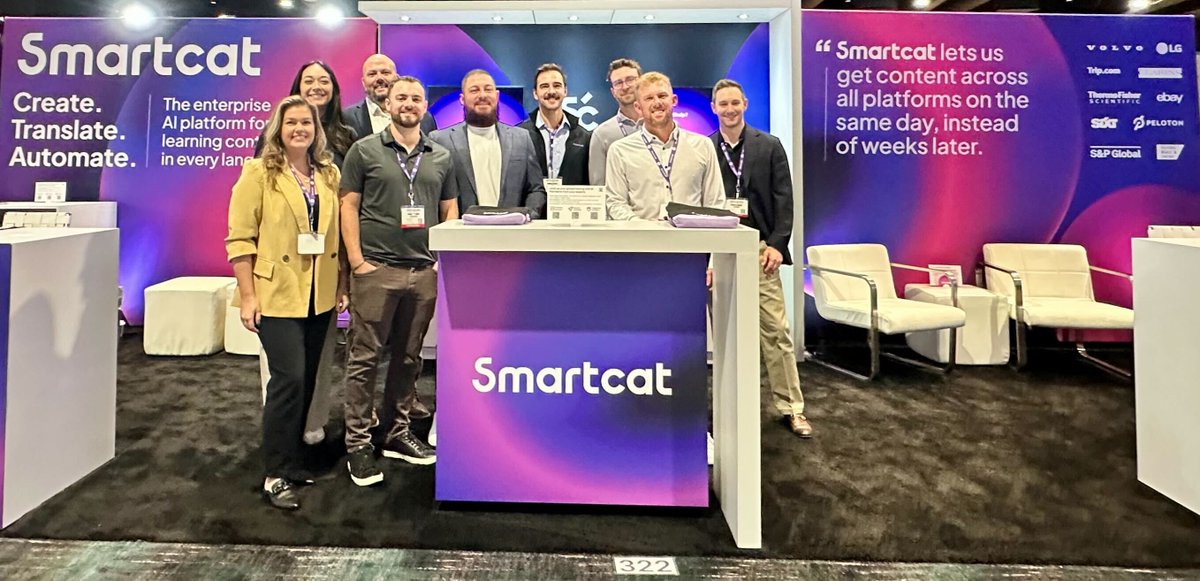 SmartcatAI's tweet image. We’re still buzzing from #DevLearn2025 💜 Thank you to everyone who stopped by the booth for a demo! Missed us at DevLearn, or want a closer look at what we shared? 

Learn more about Smartcat’s full course #SCORM translation AI Agent: hubs.ly/Q03TCgvp0